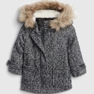 Baby Gap 5T Herringbone Fur-Trim Coat Jacket girls